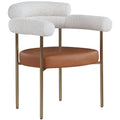  Color_Cognac -- Blake Cognac Boucle Fabric And Vegan Leather Upholstered Dining Chair IMAGE 1