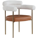  Color_Cognac -- Blake Cognac Boucle Fabric And Vegan Leather Upholstered Dining Chair IMAGE 1