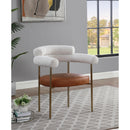  Color_Cognac -- Blake Cognac Boucle Fabric And Vegan Leather Upholstered Dining Chair IMAGE 2