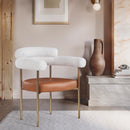  Color_Cognac -- Blake Cognac Boucle Fabric And Vegan Leather Upholstered Dining Chair IMAGE 3