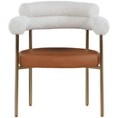  Color_Cognac -- Blake Cognac Boucle Fabric And Vegan Leather Upholstered Dining Chair IMAGE 4