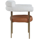  Color_Cognac -- Blake Cognac Boucle Fabric And Vegan Leather Upholstered Dining Chair IMAGE 5