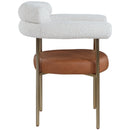 Meridian Blake Cognac Vegan Leather / Cream Boucle Fabric Dining Chair IMAGE 5