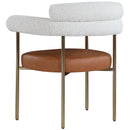  Color_Cognac -- Blake Cognac Boucle Fabric And Vegan Leather Upholstered Dining Chair IMAGE 6