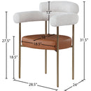  Color_Cognac -- Blake Cognac Boucle Fabric And Vegan Leather Upholstered Dining Chair IMAGE 8