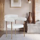  Color_Cream -- Blake Cream Boucle Fabric And Vegan Leather Upholstered Dining Chair IMAGE 3