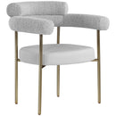  Color_Taupe -- Blake Taupe Boucle Fabric And Vegan Leather Upholstered Dining Chair IMAGE 1
