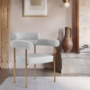  Color_Taupe -- Blake Taupe Boucle Fabric And Vegan Leather Upholstered Dining Chair IMAGE 2