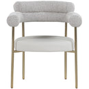  Color_Taupe -- Blake Taupe Boucle Fabric And Vegan Leather Upholstered Dining Chair IMAGE 4