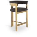  Color_Brown/ Gold -- Romeo Brown Vegan Leather Upholstered Counter Stool IMAGE 1