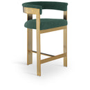  Color_Gold/ Green -- Romeo Green Vegan Leather Upholstered Counter Stool IMAGE 1