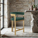 Color_Gold/ Green -- Romeo Green Vegan Leather Upholstered Counter Stool IMAGE 2