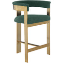  Color_Gold/ Green -- Romeo Green Vegan Leather Upholstered Counter Stool IMAGE 3