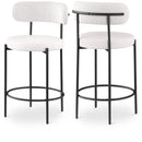 Color_Cream -- Beacon Cream Vegan Leather And Boucle Fabric Upholstered Counter Stool IMAGE 1