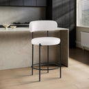  Color_Cream -- Beacon Cream Vegan Leather And Boucle Fabric Upholstered Counter Stool IMAGE 6