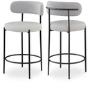  Color_Taupe -- Beacon Taupe Vegan Leather And Boucle Fabric Upholstered Counter Stool IMAGE 1