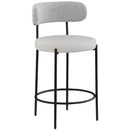  Color_Taupe -- Beacon Taupe Vegan Leather And Boucle Fabric Upholstered Counter Stool IMAGE 3