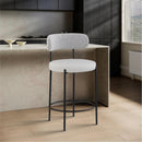  Color_Taupe -- Beacon Taupe Vegan Leather And Boucle Fabric Upholstered Counter Stool IMAGE 8