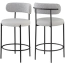  Color_Taupe -- Beacon Taupe Vegan Leather And Boucle Fabric Upholstered Counter Stool IMAGE 9