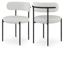 Meridian Beacon Cream Vegan Leather and Boucle Fabric Dining Chair IMAGE 1