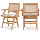  Color_Cream/ Natural -- Abby Cream Vegan Leather Upholstered Dining Arm Chair IMAGE 1