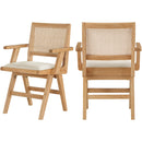  Color_Cream/ Natural -- Abby Cream Vegan Leather Upholstered Dining Arm Chair IMAGE 9