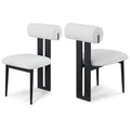  Color_Black/ Cream -- Dario Cream Boucle Fabric Upholstered Dining Chair IMAGE 1