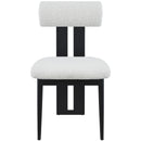  Color_Black/ Cream -- Dario Cream Boucle Fabric Upholstered Dining Chair IMAGE 4