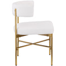  Color_Cream/ Gold -- Rivage Cream Linen Textured Fabric Upholstered Dining Chair IMAGE 5