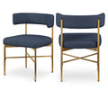  Color_Navy -- Rivage Navy Linen Textured Fabric Upholstered Dining Chair IMAGE 1