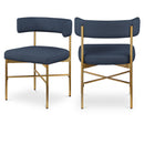  Color_Navy -- Rivage Navy Linen Textured Fabric Upholstered Dining Chair IMAGE 1