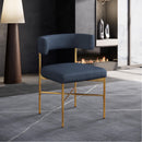 Meridian Rivage Deep Navy Durable Linen Textured Fabric Dining Chair IMAGE 8