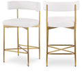 Color_Cream/ Gold -- Rivage Cream Linen Textured Fabric Upholstered Counter Stool IMAGE 1