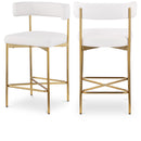  Color_Cream/ Gold -- Rivage Cream Linen Textured Fabric Upholstered Counter Stool IMAGE 1