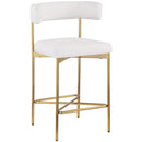  Color_Cream/ Gold -- Rivage Cream Linen Textured Fabric Upholstered Counter Stool IMAGE 3