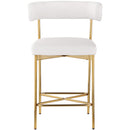  Color_Cream/ Gold -- Rivage Cream Linen Textured Fabric Upholstered Counter Stool IMAGE 4