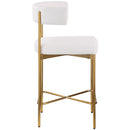  Color_Cream/ Gold -- Rivage Cream Linen Textured Fabric Upholstered Counter Stool IMAGE 5