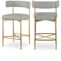  Color_Grey -- Rivage Grey Linen Textured Fabric Upholstered Counter Stool IMAGE 1