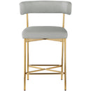  Color_Grey -- Rivage Grey Linen Textured Fabric Upholstered Counter Stool IMAGE 4