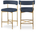  Color_Navy -- Rivage Navy Linen Textured Fabric Upholstered Counter Stool IMAGE 1