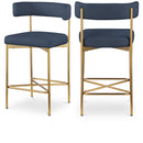 Color_Navy -- Rivage Navy Linen Textured Fabric Upholstered Counter Stool IMAGE 1