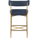  Color_Navy -- Rivage Navy Linen Textured Fabric Upholstered Counter Stool IMAGE 2