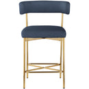  Color_Navy -- Rivage Navy Linen Textured Fabric Upholstered Counter Stool IMAGE 4