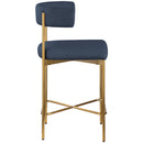  Color_Navy -- Rivage Navy Linen Textured Fabric Upholstered Counter Stool IMAGE 5