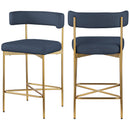  Color_Navy -- Rivage Navy Linen Textured Fabric Upholstered Counter Stool IMAGE 9