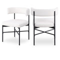  Color_Black/ Cream -- Rivage Cream Linen Textured Fabric Upholstered Dining Chair IMAGE 1