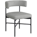  Color_Grey -- Rivage Grey Linen Textured Fabric Upholstered Dining Chair IMAGE 3