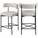 Meridian Rivage Beige Durable Linen Textured Fabric Stool IMAGE 9