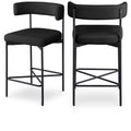  Color_Black -- Rivage Black Linen Textured Fabric Upholstered Counter Stool IMAGE 1