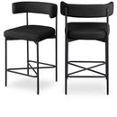  Color_Black -- Rivage Black Linen Textured Fabric Upholstered Counter Stool IMAGE 1